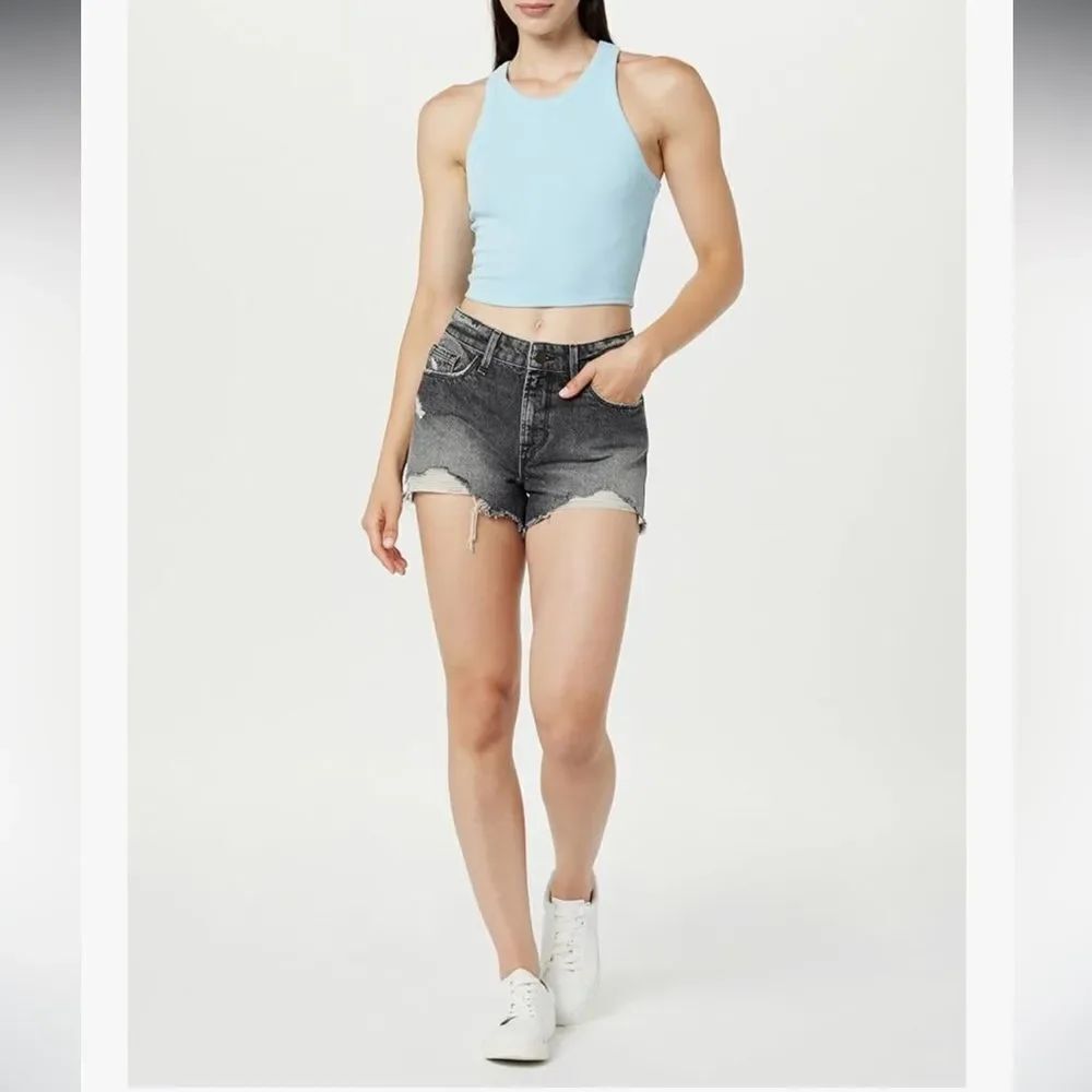 The Drop Women's Arin Distressed Denim Short in gray NWT